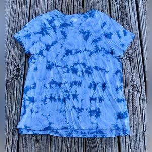 2/$10 Ladies M OLD NAVY Factory Tie Dye Knit Tee  Tshirt Shades of Blue Jean Top